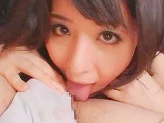 Nipponese babe with curls receives a rod while in frilly outfit and hearts